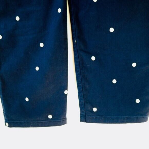 J Crew Size 30 Vintage Straight Pant Polka-dot Stretch Chino Navy Blue - Picture 7 of 10